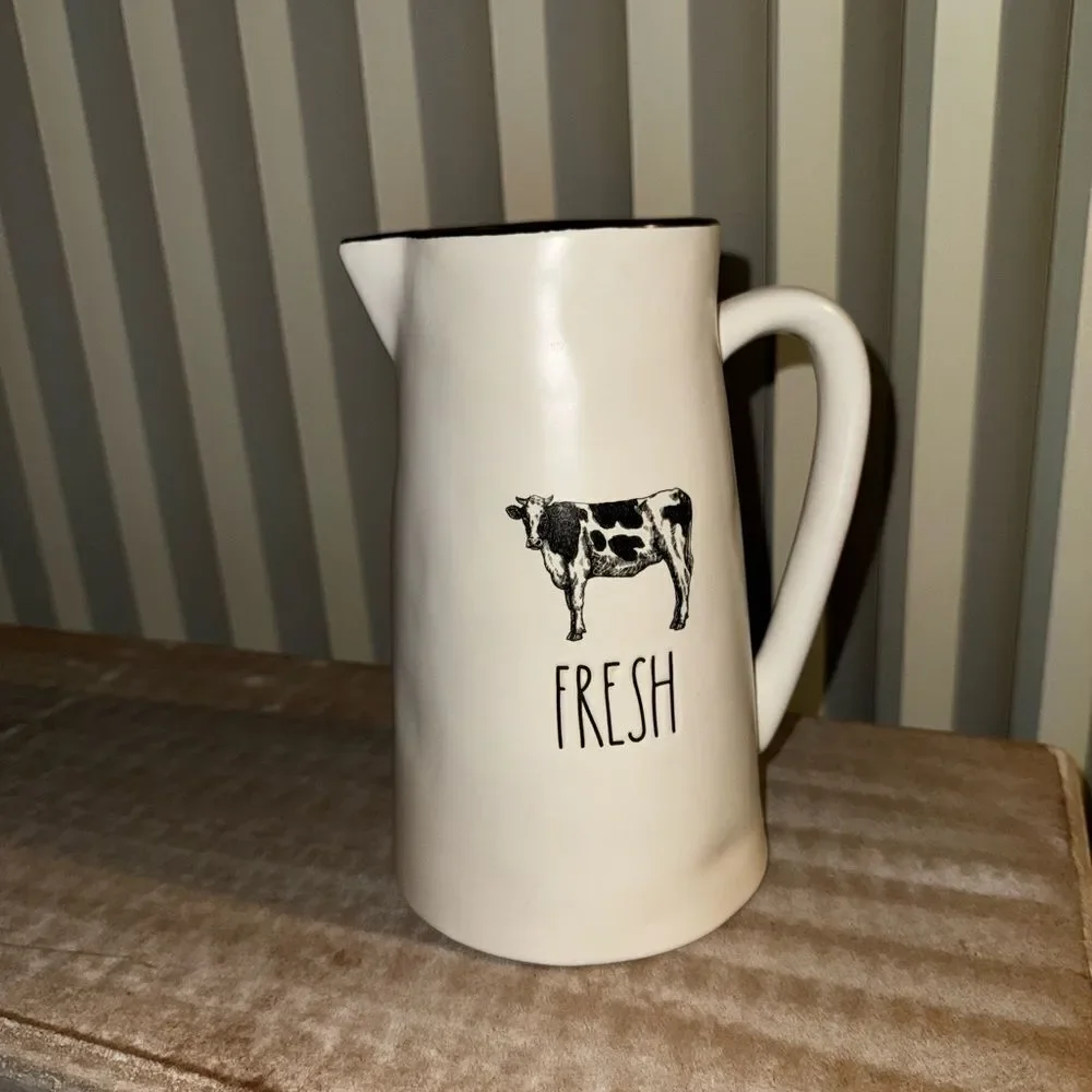 New Rae Dunn Farmline ceramic cow pitcher FRESH